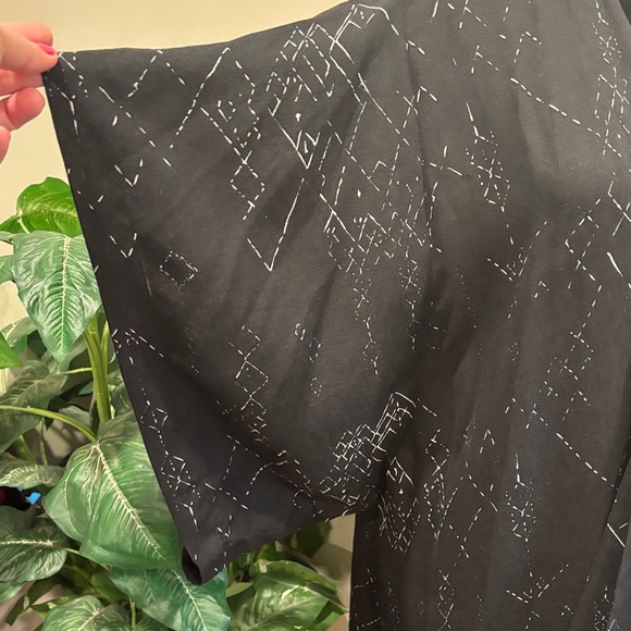 Eileen Fisher Black Printed Silk Tencel Marrakesh Kimono - Picture 7 of 11